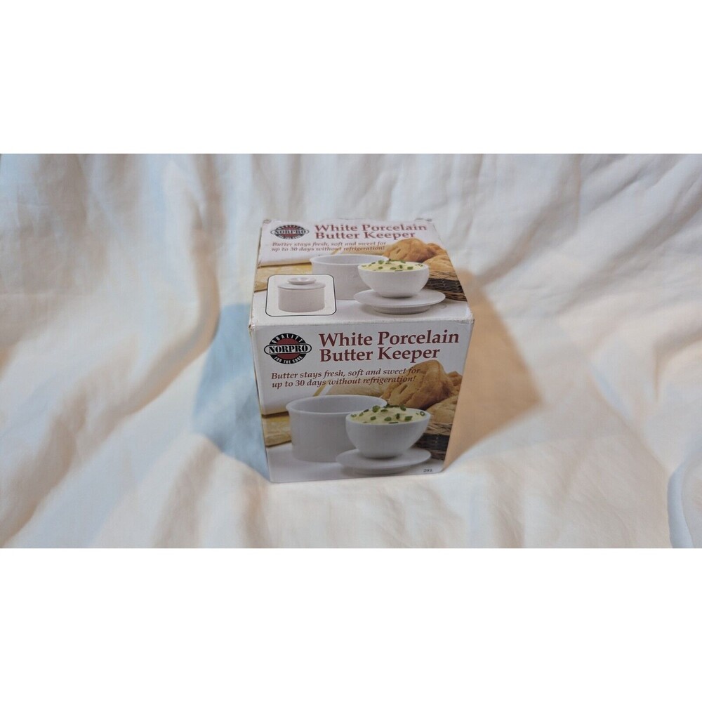 NORPRO # 291 White Porcelain Butter Keeper - Fresh 30 Days without Refrigeration